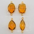 Wholesale Supplier Vermeil Citrine Quartz Handmade Bezel Connector